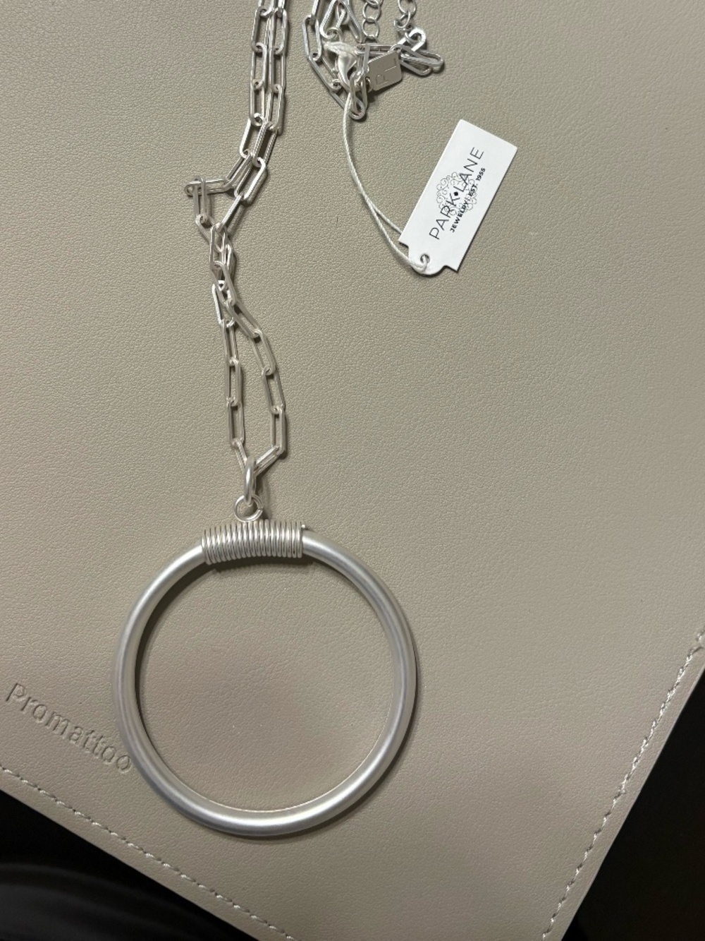 Park Lane Matte Silver Large Hoop Necklace
